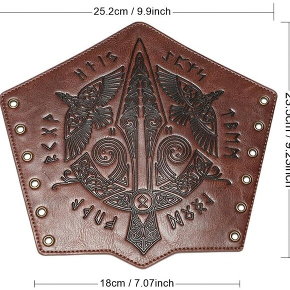 Medieval Leather Bracers Dragon Embossed Viking Leather Bracers Leather Arm Arme - Picture 5 of 6